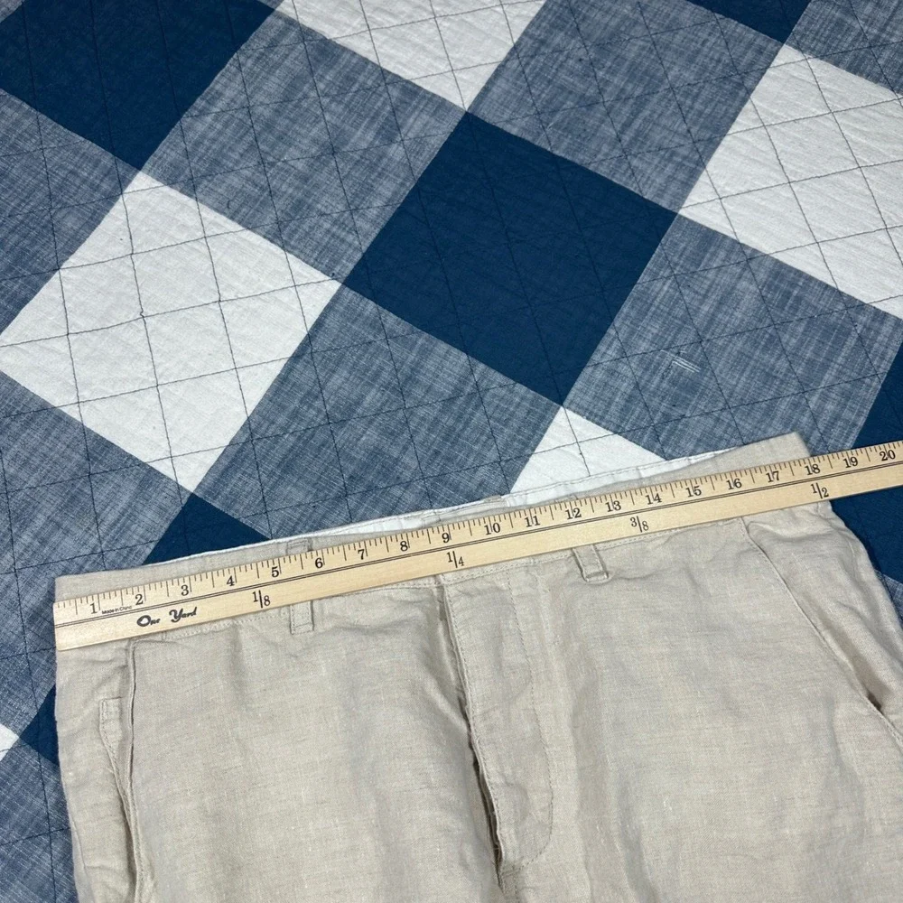 2012 Old Navy 100% Linen Pants Mens 36x32 Oatmeal Button Fly Wide Leg Button Fly